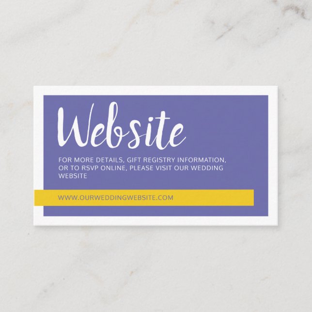 Tarjeta De Recepción Sitio web contemporáneo de boda amarillo púrpura (Anverso)