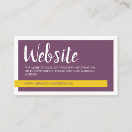 Tarjeta De Recepción Sitio web contemporáneo de boda violeta amarillo