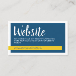 Tarjeta De Recepción Sitio web contemporáneo de bodas azules y amarillo