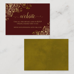 Tarjeta De Recepción Sitio web de Auburn Brown & Gold Lace Boda