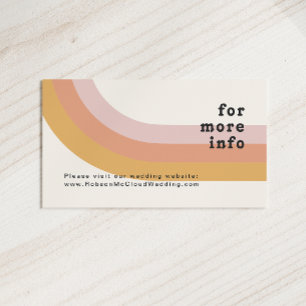Tarjeta De Recepción Sitio web de Boda arcoiris de Retro Moderno 70