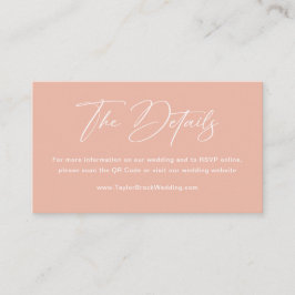 Tarjeta De Recepción Sitio web de boda atardecer rosa melocotón de vera