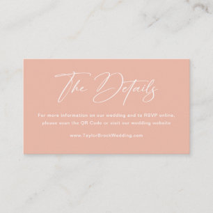 Tarjeta De Recepción Sitio web de boda atardecer rosa melocotón de vera