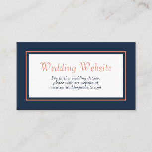 Tarjeta De Recepción Sitio web de boda azul marino minimalista moderno 
