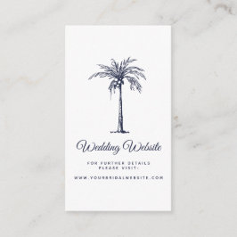 Tarjeta De Recepción Sitio web de boda azul marino moderno de Palm Beac