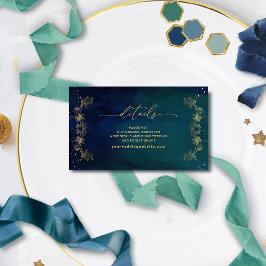 Tarjeta De Recepción Sitio web de Boda azul, naval y verde / Detalles