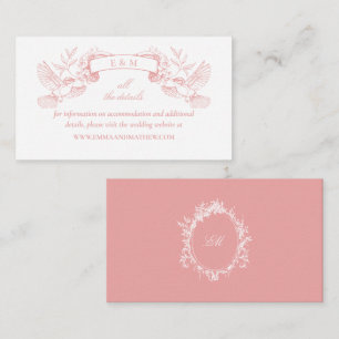 Tarjeta De Recepción Sitio web de boda barroco de aves toile rosa elega