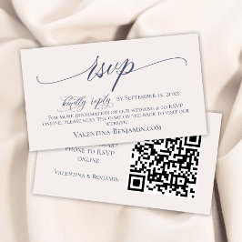 Tarjeta De Recepción Sitio web de boda beige azul elegante código RSVP 
