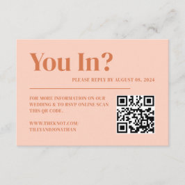 Tarjeta De Recepción Sitio web de boda boho retro melocotón naranja