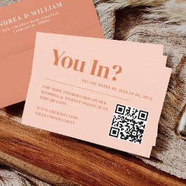 Tarjeta De Recepción Sitio Web de Boda Boho Retro Melocotón Naranja