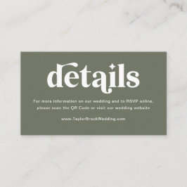 Tarjeta De Recepción Sitio web de boda boho retro verde salvia