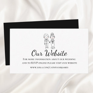 Tarjeta De Recepción Sitio web de boda caprichoso novia novio negro bla