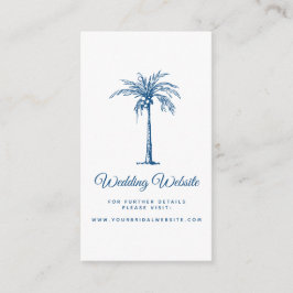 Tarjeta De Recepción Sitio web de boda clásico moderno de palma azul en