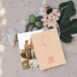 Tarjeta De Recepción Sitio web de boda | Código QR Escanea Foto
