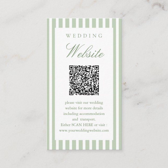 Tarjeta De Recepción Sitio web de boda Código QR Escanearme Verde Salvi (Anverso)