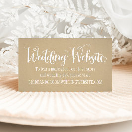 Tarjeta De Recepción Sitio web de boda con caligrafía Kraft rústica
