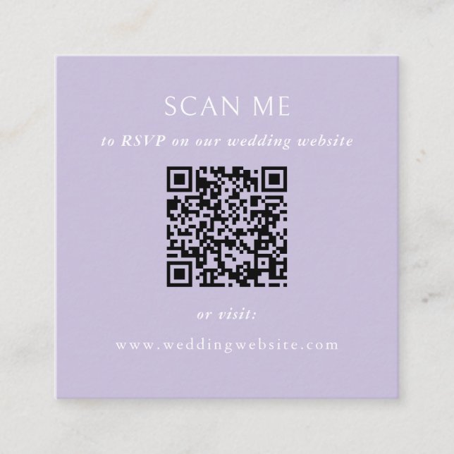 Tarjeta De Recepción Sitio web de boda con código QR (Anverso)