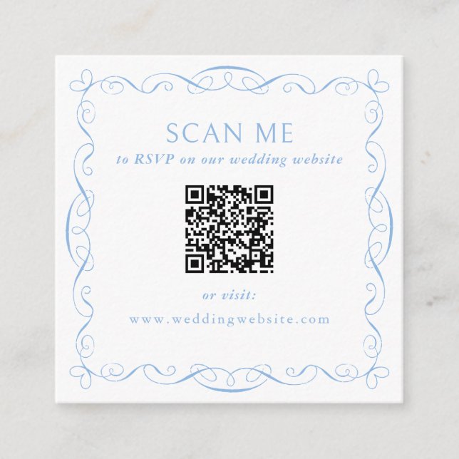 Tarjeta De Recepción Sitio web de boda con código QR (Anverso)