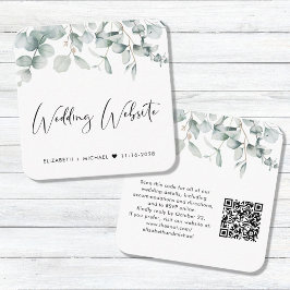 Tarjeta De Recepción Sitio web de boda con código QR de acuarela de euc
