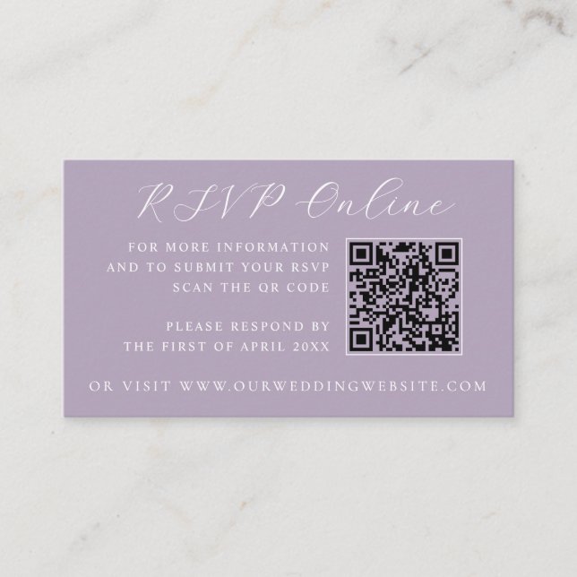 Tarjeta De Recepción Sitio web de boda con código QR de Lavender Castle (Anverso)