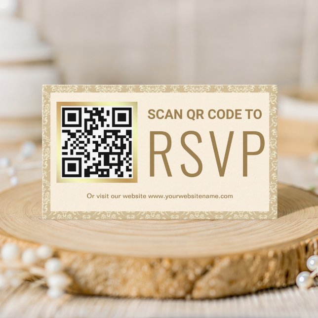 Tarjeta De Recepción Sitio web de boda con código QR de respuesta RSVP  (Subido por el creador)