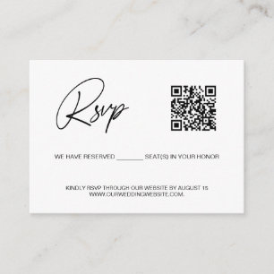 Tarjeta De Recepción Sitio web de boda con código QR para asiento reser