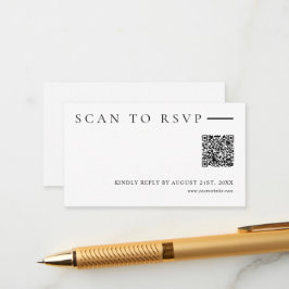 Tarjeta De Recepción Sitio web de boda con código QR RSVP minimalista m