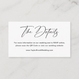 Tarjeta De Recepción Sitio web de boda con detalles clásicos en blanco 