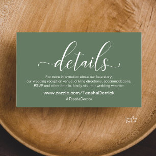 Tarjeta De Recepción Sitio web de boda con elegante letra cursiva verde