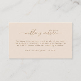 Tarjeta De Recepción Sitio web de boda con letra script beige moderna