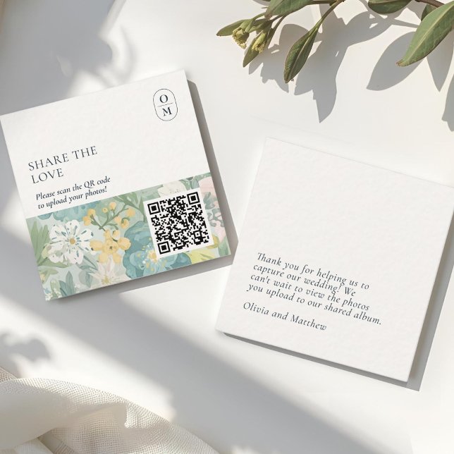 Tarjeta De Recepción Sitio web de boda con monograma chic QR (Subido por el creador)