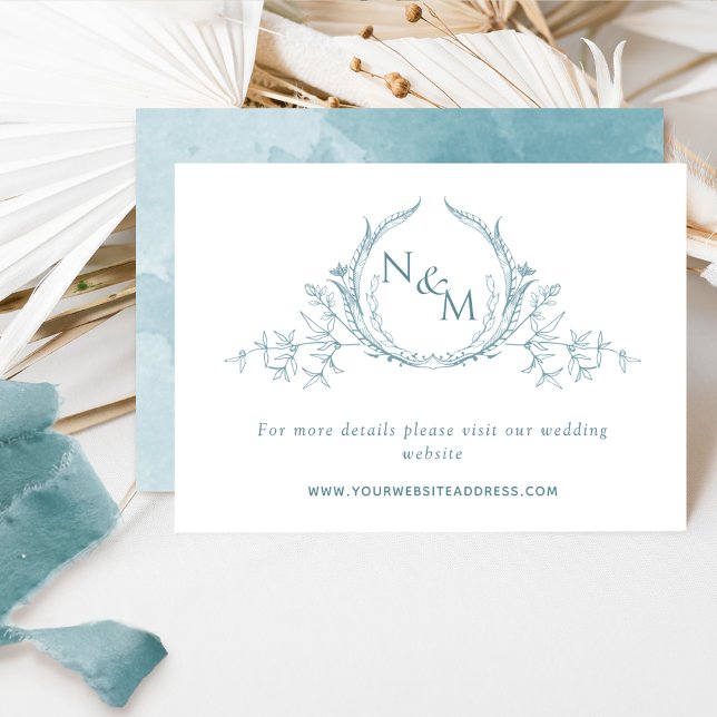 Tarjeta De Recepción Sitio web de boda con monograma de acuarela de vid (Subido por el creador)
