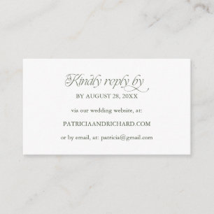 Tarjeta De Recepción Sitio web de boda con RSVP en línea Forest Green