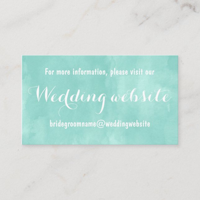 Tarjeta De Recepción Sitio web de boda de acuarela verde (Anverso)