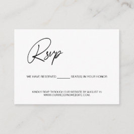 Tarjeta De Recepción Sitio web de boda de asiento reservado blanco y ne