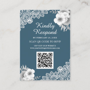 Tarjeta De Recepción Sitio web de boda de código QR de encaje floral az