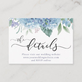 Tarjeta De Recepción Sitio web de boda de flores de Hortensia