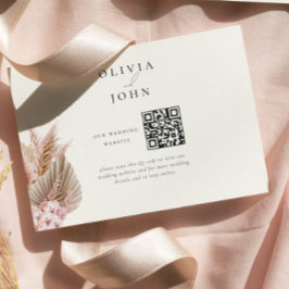 Tarjeta De Recepción Sitio web de boda de hierba de Pampas bohemio eleg