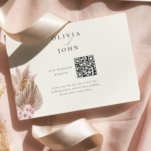Tarjeta De Recepción Sitio web de boda de hierba de Pampas bohemio eleg