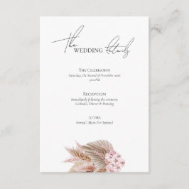 Tarjeta De Recepción Sitio web de boda de hierba de Pampas bohemio eleg