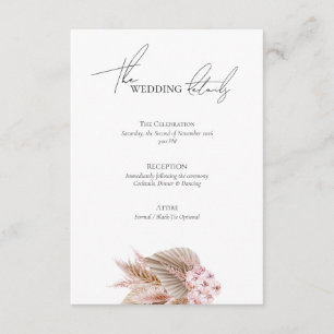 Tarjeta De Recepción Sitio web de boda de hierba de Pampas bohemio eleg