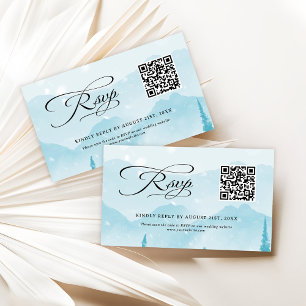 Tarjeta De Recepción Sitio web de Boda de Invierno QR Código Presupuest