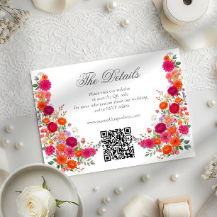 Tarjeta De Recepción Sitio web de boda de jardín floral rosa y naranja 
