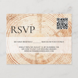 Tarjeta De Recepción Sitio web de Boda de madera rústica código QR rsvp