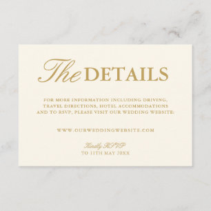 Tarjeta De Recepción Sitio web de boda de marfil vintage de salón moder