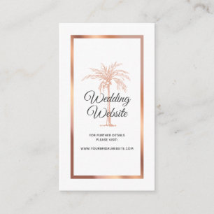 Tarjeta De Recepción Sitio web de boda de mármol de cobre rosa dorado d