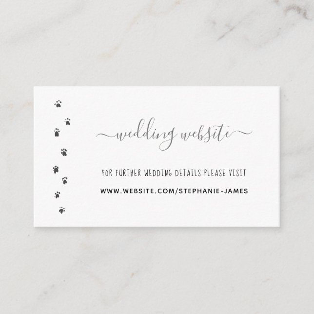 Tarjeta De Recepción Sitio web de Boda de Mascotas personalizados (Anverso)