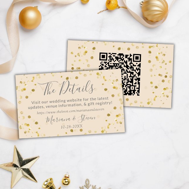 Tarjeta De Recepción Sitio web de boda de Navidad beige dorado (Subido por el creador)