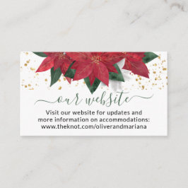 Tarjeta De Recepción Sitio web de boda de Navidad con poinsettia elegan