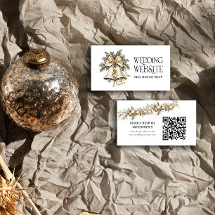 Tarjeta De Recepción Sitio web de Boda de Navidades de Holly Bells RSVP